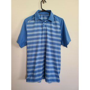 Under Armour Loose Heatgear Blue Yellow Striped Mens Polo Shirt Size Medium M